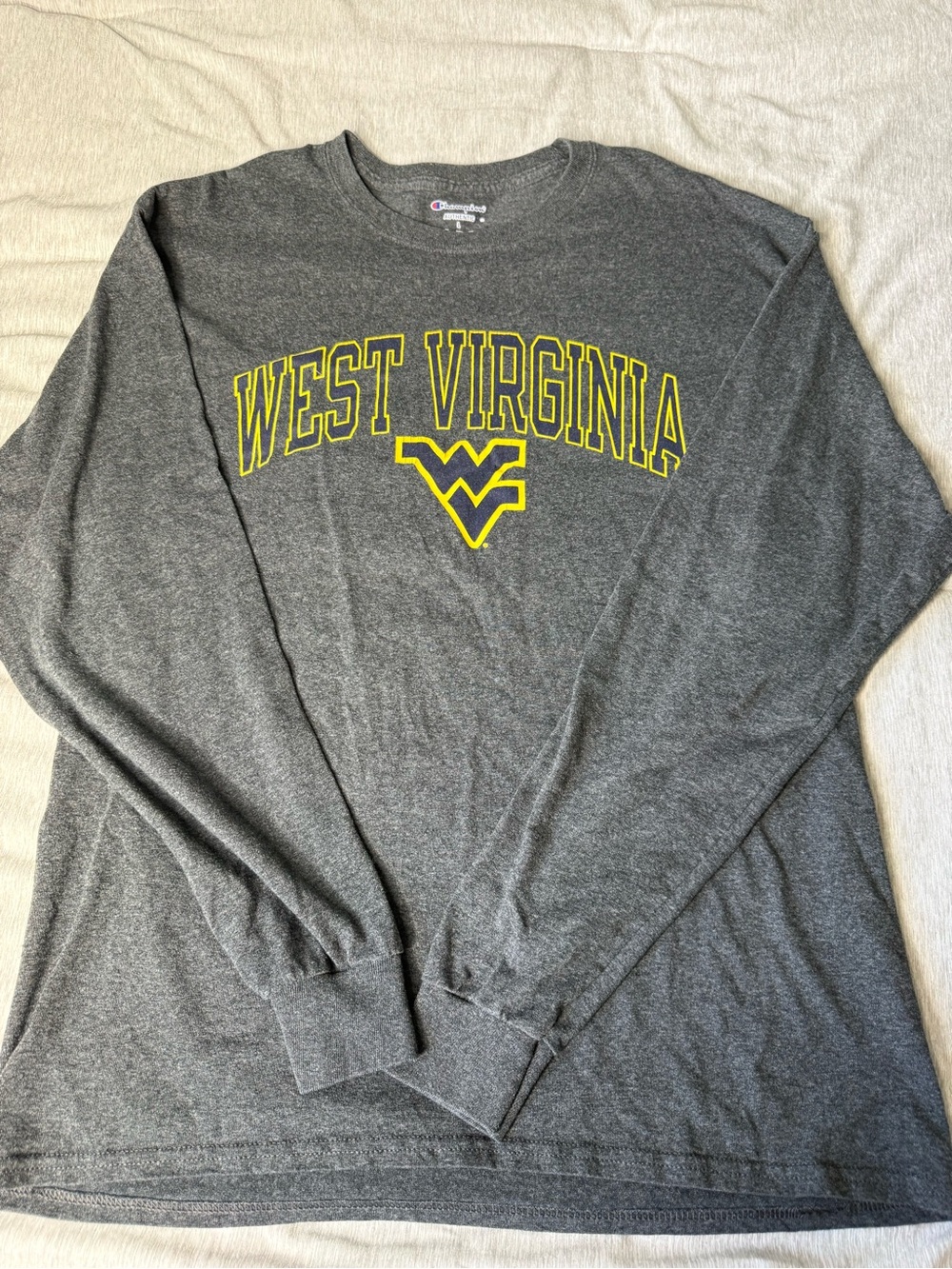 Champion West Virginia Long Sleeve Tee - Charcoal and Yellow